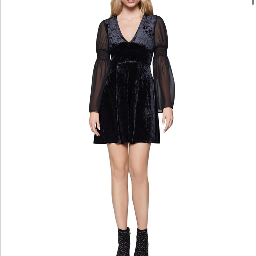BCBGeneration black velvety long sleeved dress, size L
